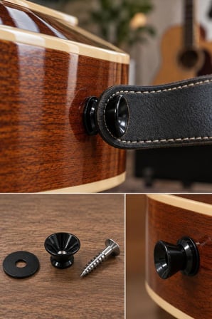 Midex PM1-4X Siyah Plastik Gitar Askı Pimi Vidalı Omuz Askısı Bağlantı Aparatı 4'lü