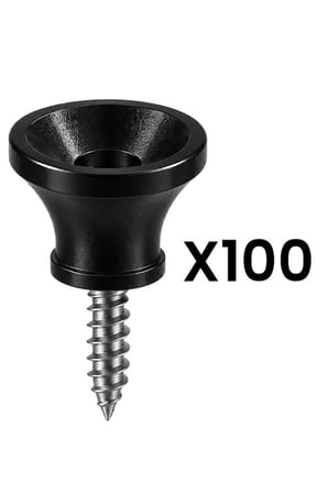 Midex PM1-100X Siyah Plastik Gitar Askı Pimi Vidalı Omuz Askısı Bağlantı Aparatı 100'lü