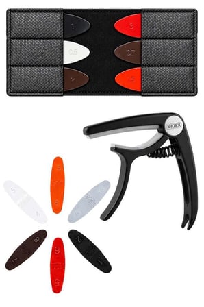 LCT-90BK-M Kaliteli Gitar Capo (6 Renk Mızrap + Deri Mızrap Cüzdanı Seti)