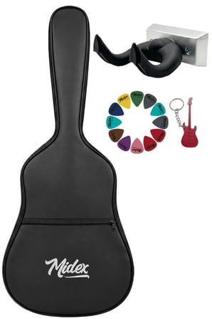Midex GK-30E Elektro Gitar Çantası Kaliteli Siyah Kılıf (Duvar Askısı Standı + 12 Pena)