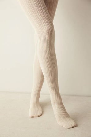 Krem Rengi Knit Külotlu Çorap