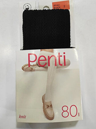 Penti Knit Kadın Desenli 80 Denye Külotlu Çorap
