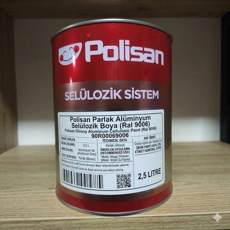 Polisan Selülozik Boya Parlak Alüminyum Kod:9006 2.5L