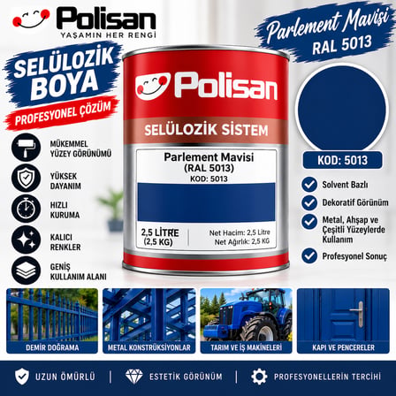 Polisan Selülozik Boya Parlement Mavisi 2.5 Litre (2.5 Kg) Kod: 5013