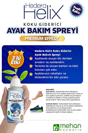 150 ml Ayak & Ayakkabı Koku Önleyici Giderici Bakım Spreyi Hedera Helix Fresh Deodorant Etkili