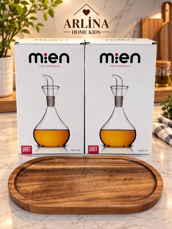 İkili 1000 ML Akasya Standlı Yağlık-Sosluk seti