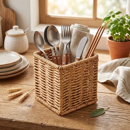 Mien Rattan Kaşıklık - Kahverengi - 10x10x12 cm