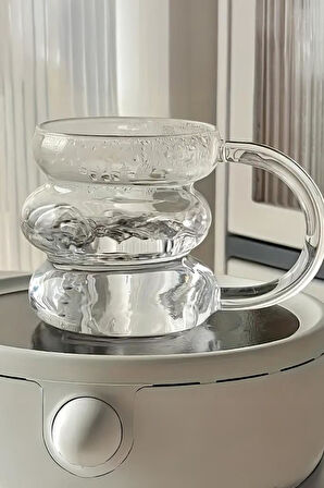 Mien Kulplu Borosilikat Cam Bardak Makaron Dilimli 400 Ml