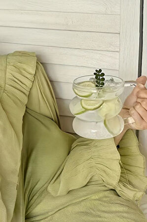 Mien Kulplu Borosilikat Cam Bardak Makaron Dilimli 400 Ml