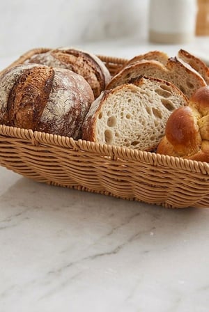 Rattan Dikdörtgen Ekmek Sepeti 24x17x8 cm - El Örmesi Hasır Kahvaltı Ve Sunum Sepeti