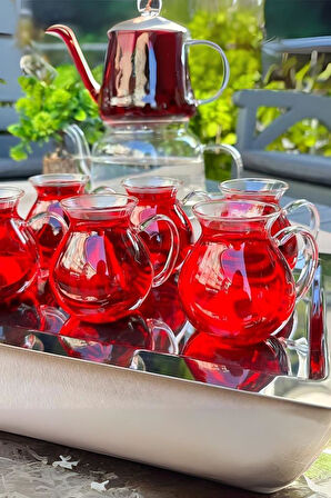 Mien Isıya Dayanıklı 6'lı Borosilikat Cam Bardak Kulplu Modern Çay Bardağı Seti Takımı