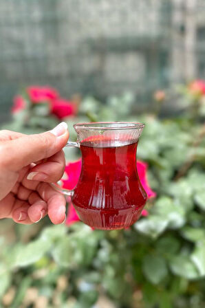 Mien 6 Kişilik Borosilikat Çizgili Cam Çay Bardağı Çay Bardağı