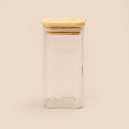 Mien Kare Mantar Kapak Cam Kavanoz - Şeffaf / Açık Kahverengi - 270 ml