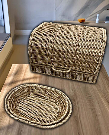 Mien Rattan Ekmeklik + 2 Adet Sepet