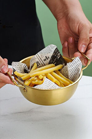 Gold Paslanmaz Çelik Yuvarlak Sunum Tavası – Kulplu Servis Kabı Sosluk 10 cm