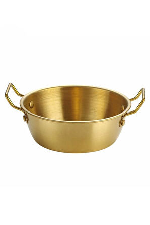 Gold Paslanmaz Çelik Yuvarlak Sunum Tavası – Kulplu Servis Kabı Sosluk 10 cm