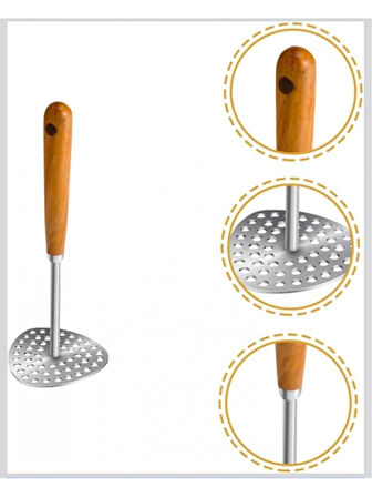 Mien MEN 1562 Akasya Ahşap Saplı Patates Ezici