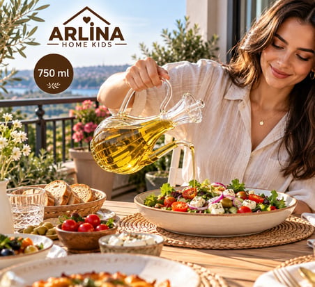 750 ML Çizgili  İbrik Model Cam Yağlık