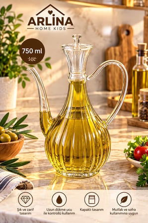 750 ML Çizgili  İbrik Model Cam Yağlık