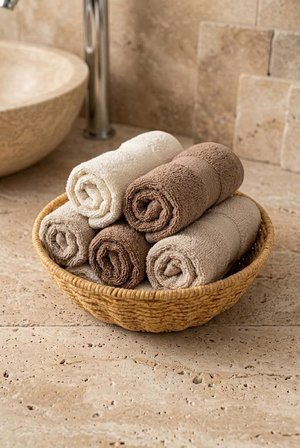 Yıkanabilir Rattan Yuvarlak Ekmek Sepeti 20.5 cm - Metal İskeletli Hasır Banyo Ve Mutfak Sepeti