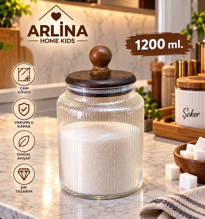 1200 ML Akasya Kapaklı Ball Cam  Kavanoz