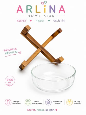 Akasya Standlı Cam Sunumluk 2100ML
