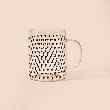 Mien 3'lü Borosilikat Heart Bardak - Şeffaf / Siyah - 420 ml
