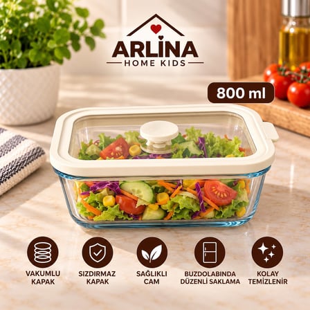 800 ML Vakumlu Cam Saklama Kabı