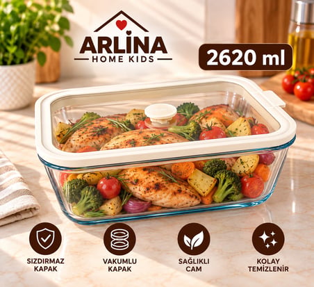2620 ML Vakumlu Cam Saklama Kabı