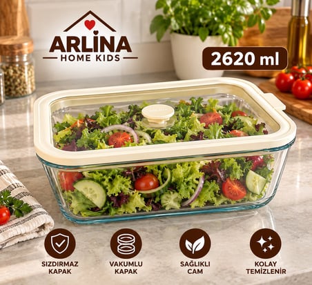 2620 ML Vakumlu Cam Saklama Kabı