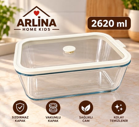 2620 ML Vakumlu Cam Saklama Kabı