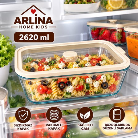 2620 ML Vakumlu Cam Saklama Kabı