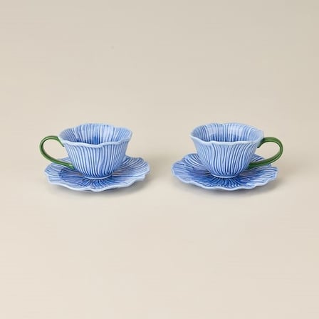 Mien Poppy Bloom 4 Parça 2 Kişilik Kahve Fincanı Takımı - Renkli - 90 ml