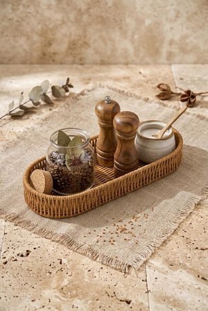 Rattan Oval Ekmek Sepeti 14X34X4.5 Cm - El Örmesi Hasır Baharatlık Ve Mutfak Organizeri