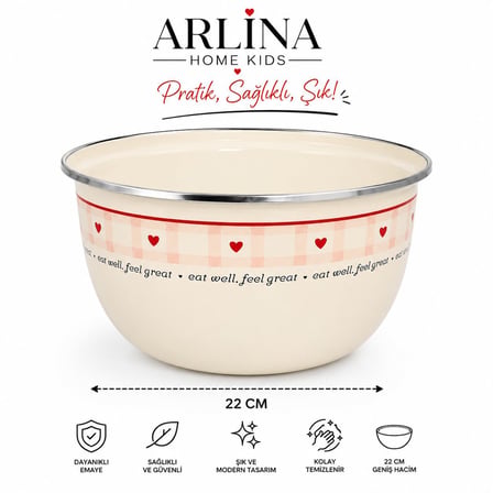 Arlina Home Kids 22 cm Emaye Karıştırma Kabı