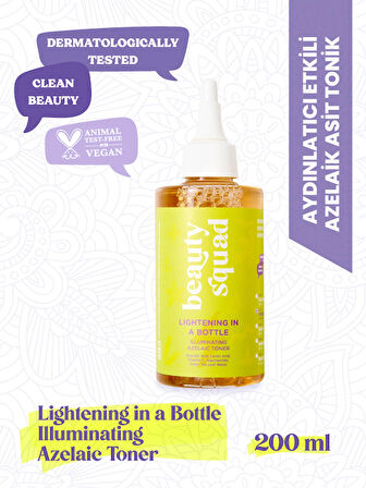 Beauty Squad Lightening In A Bottle Illuminating Azelaic Toner - Aydınlatıcı Etkili Azelaic Tonik 200 ml