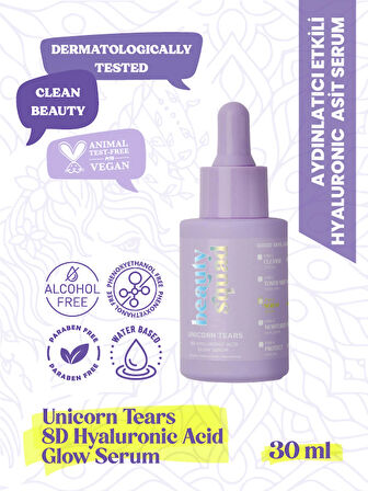 Beauty Squad Unicorn Tears 8d Hyaluronic Acid Glow Serum  Nemlendirici Aydınlatıcı Hyaluronik Asit Serum 30 ml