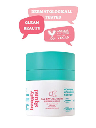 Beauty Squad All Day All Night Peptide Cream - Peptit, 8D Hyaluronik Asit İçeren Nemlendirci Krem - 30 ml