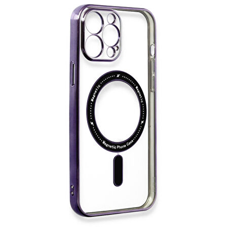 iPhone 12 Pro Max Kılıf Magsafe Özellikli Gold Seri Lazer Silikon Kapak