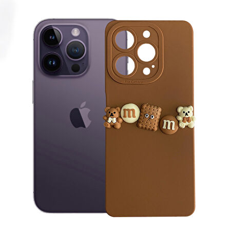 iPhone 14 Pro Max Kılıf 3D M Bear Kamera Korumalı Silikon Kapak