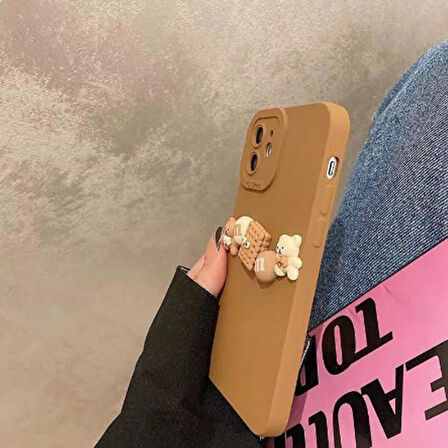 iPhone 11 Kılıf 3D M Bear Kamera Korumalı Silikon Kapak