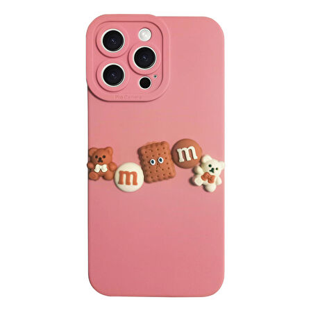 iPhone 15 Pro Max Kılıf 3D M Bear Kamera Korumalı Silikon Kapak