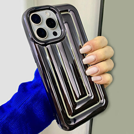 iPhone 13 Pro Rudra Seri Labirent Desen 3D Metalik Silikon Kapak