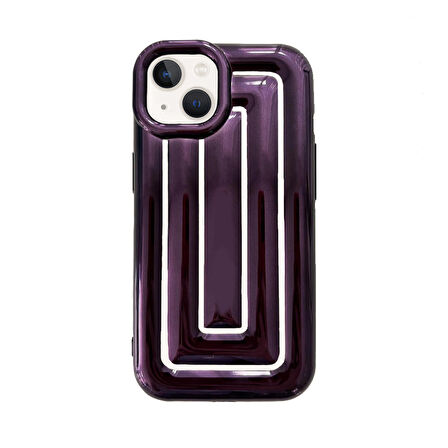 iPhone 13 Rudra Seri Labirent Desen 3D Metalik Silikon Kapak