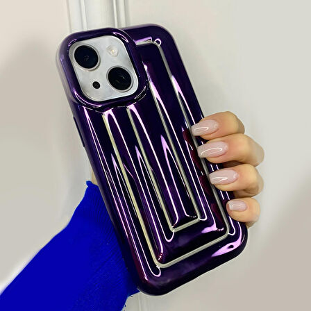 iPhone 13 Rudra Seri Labirent Desen 3D Metalik Silikon Kapak