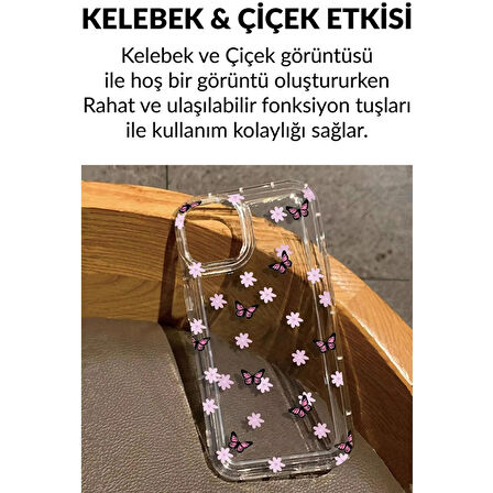 iPhone 14 / iPhone 13 Çiçekli Butterfly Seri Silikon Kapak