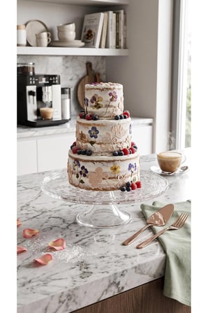 The Mia Şık Tasarımlı Ayaklı Cam Sunum Tabağı Pasta Kek Standı 30x10 cm