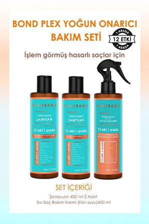 PANORAMA Professional Bond Plex Bakım Seti 12 Etki 1 Arada/400 ml x2 Şampuan + Sıvı Saç Kremi