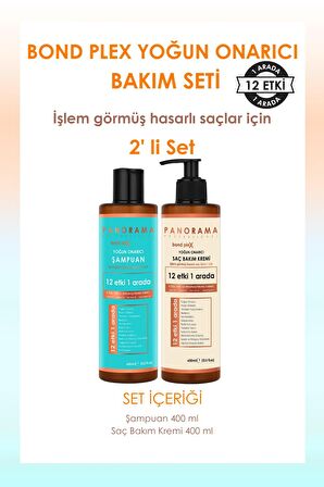 PANORAMA Professional Bond Plex Bakım Seti 12 Etki 1 Arada/400 ml Şampuan + Saç Bakım Kremi 2'li Set