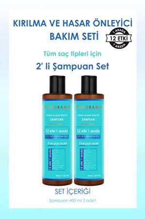 PANORAMA Professional Kırılma ve Hasar Önleyici Bakım Seti 12 Etki 1 Arada/400 ml x2 Şampuan 2'li Set